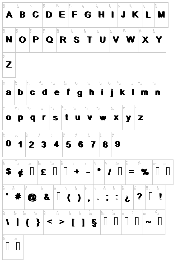 Stop It font map